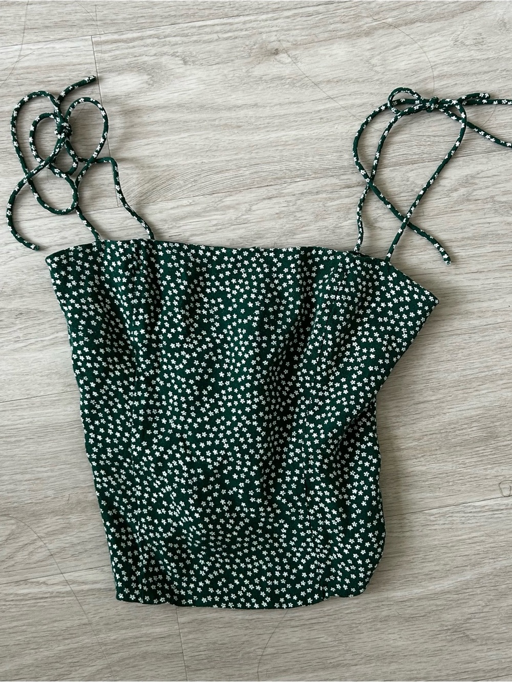 Reformation Green Floral Tie-Shoulder Cami Top
